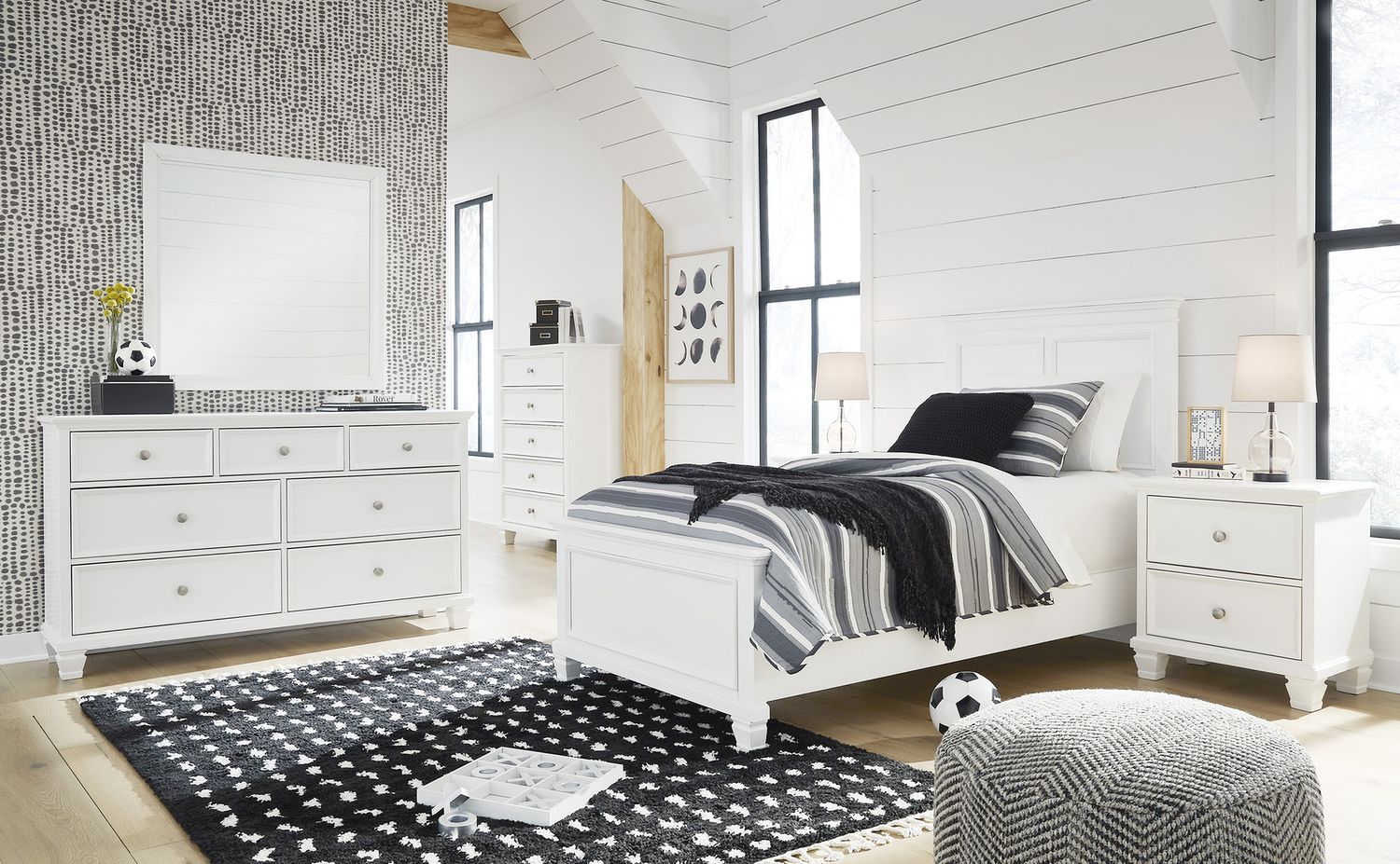 Fortman White Bedroom Mirror B68036