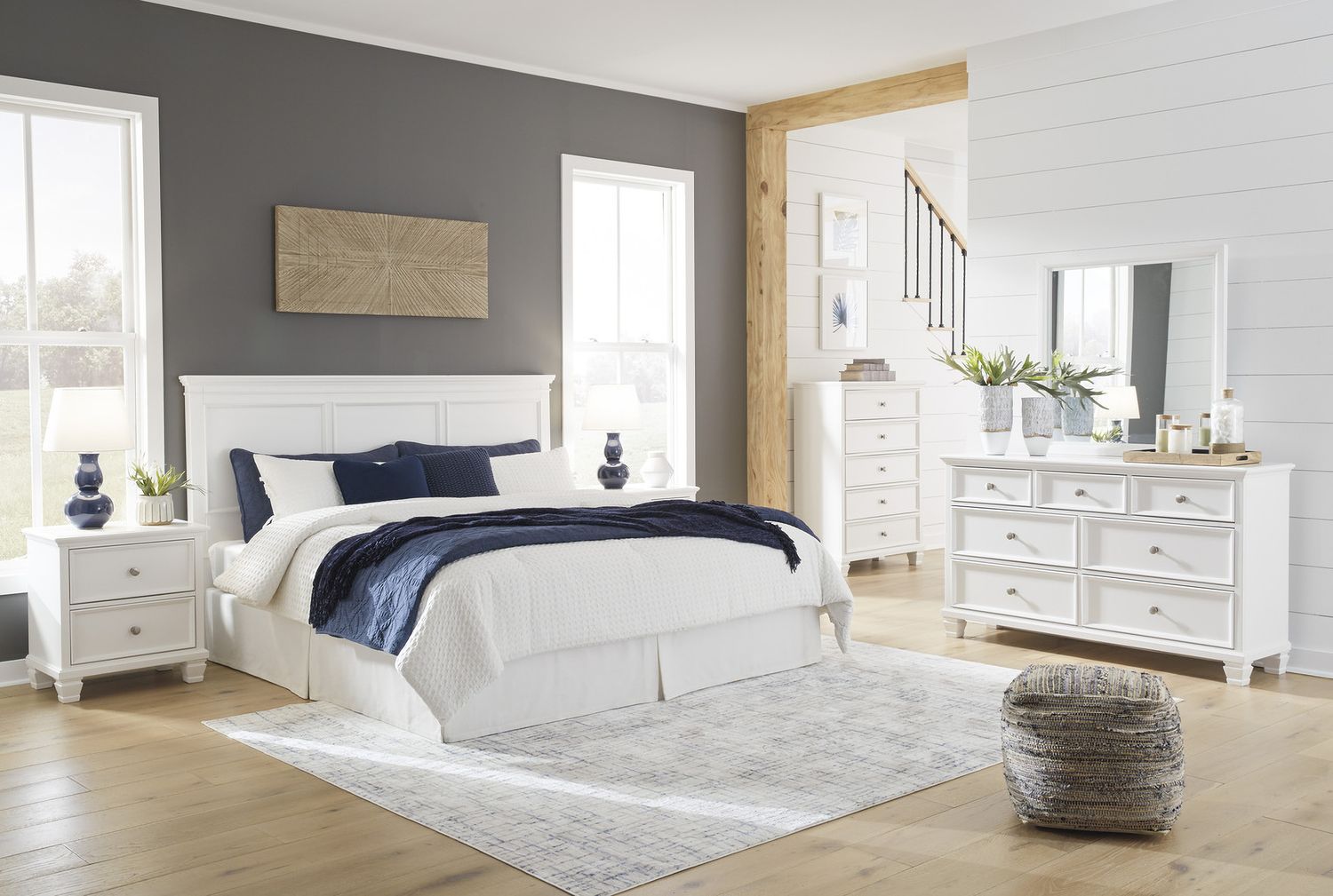 Fortman White Bedroom Mirror B68036