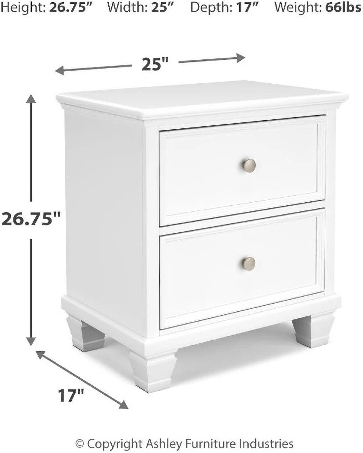 Fortman White Two Drawer Night Stand B68092