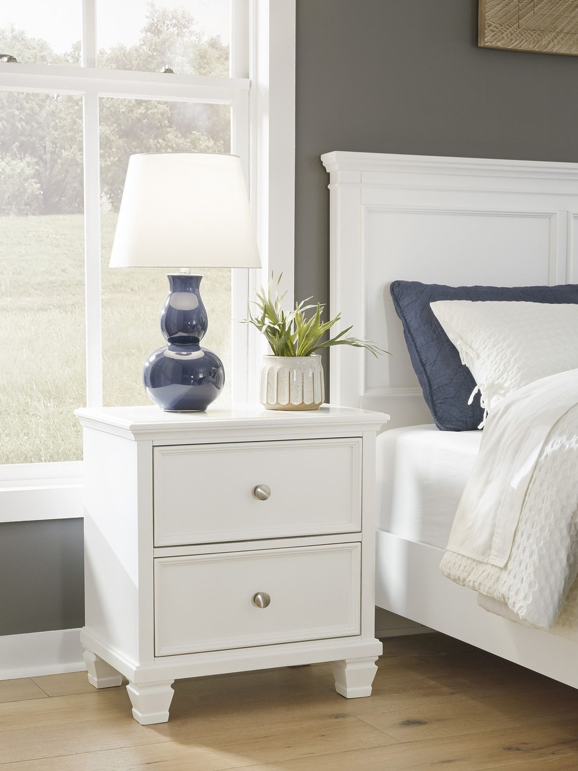 Fortman White Two Drawer Night Stand B68092