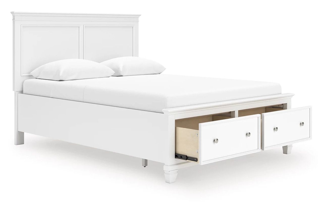 Fortman Queen Panel Storage Bed In White B680B20