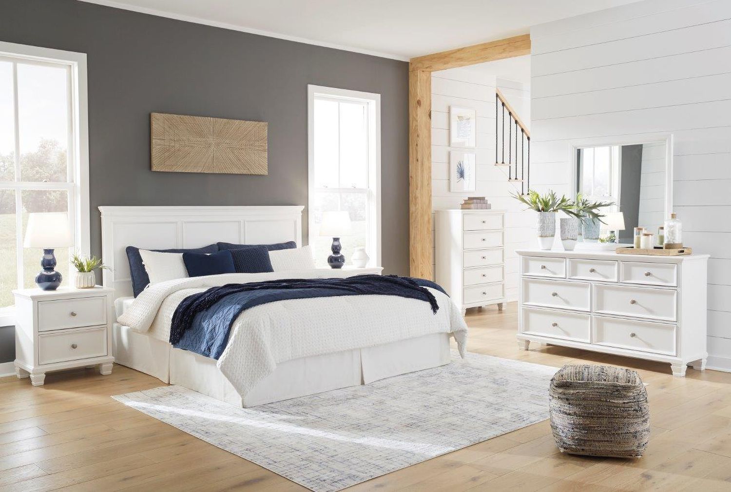 Fortman White King Panel Bed B680B4