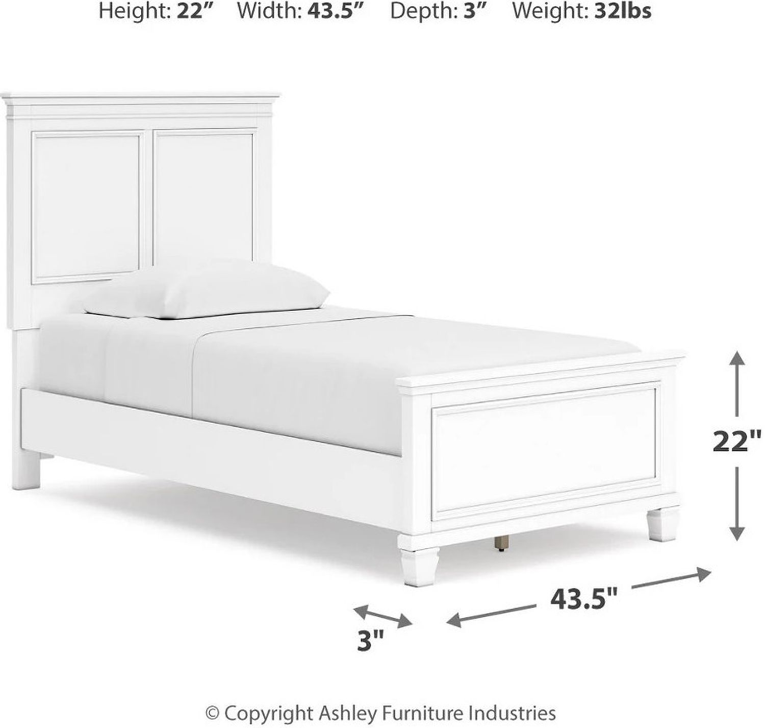 Fortman White Twin Panel Bed B680B6