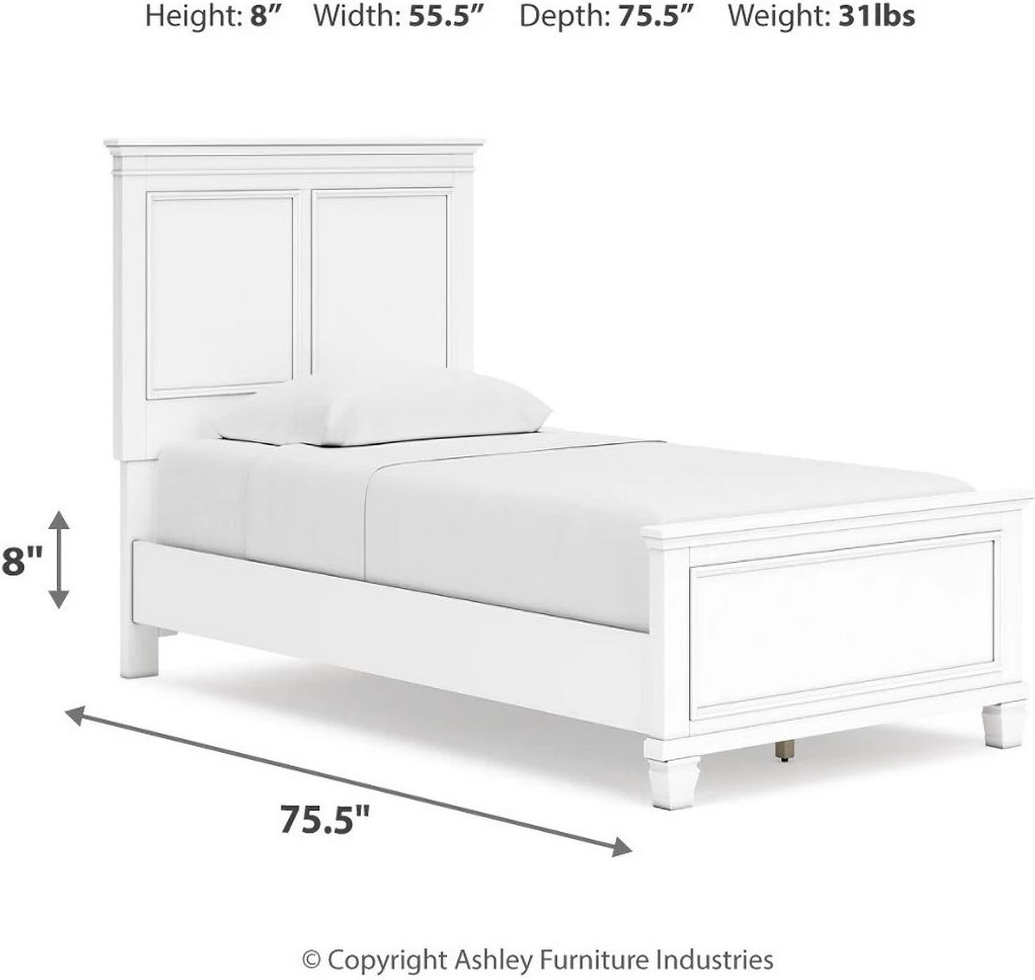 Fortman White Twin Panel Bed B680B6
