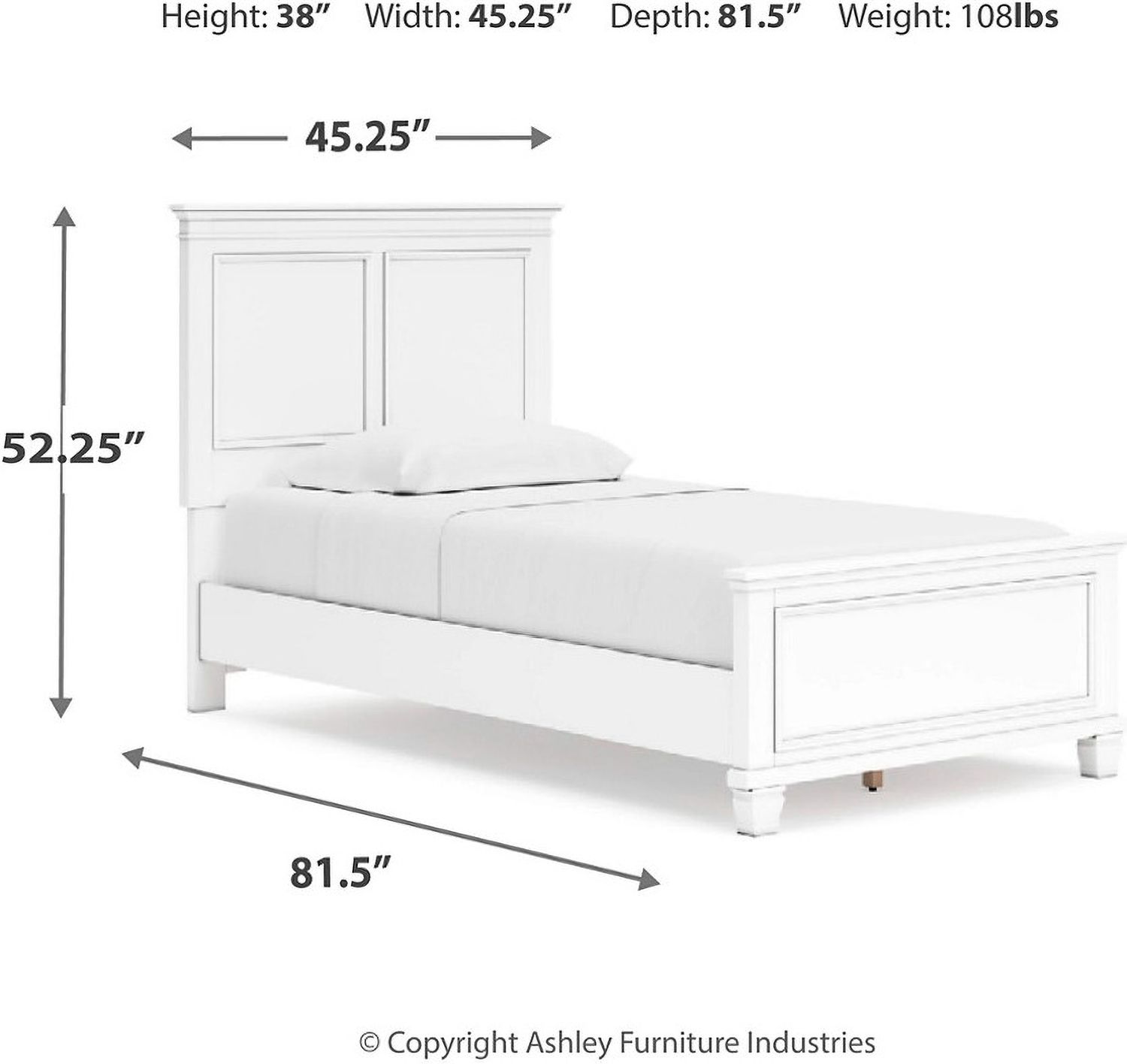 Fortman White Twin Panel Bed B680B6