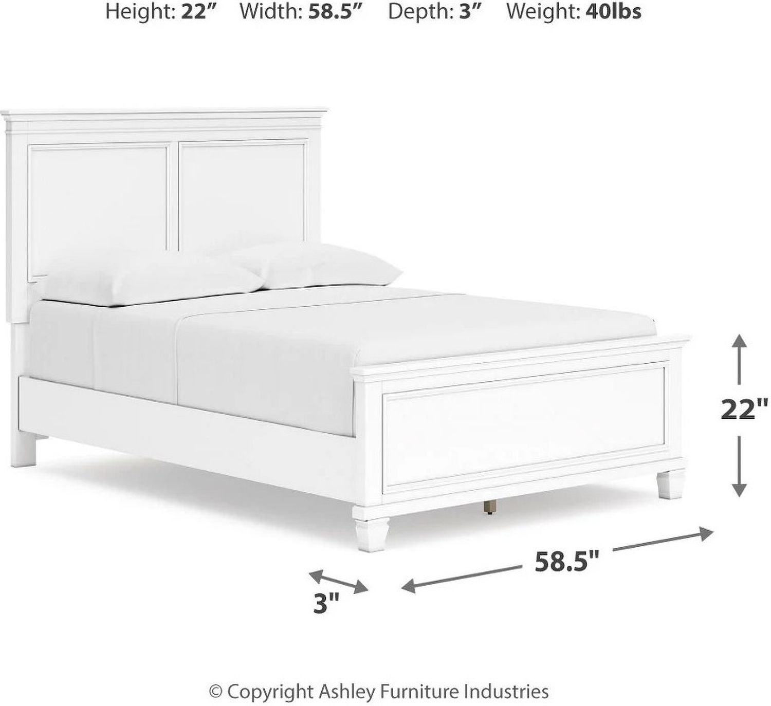 Fortman White Full Panel Bed B680B8