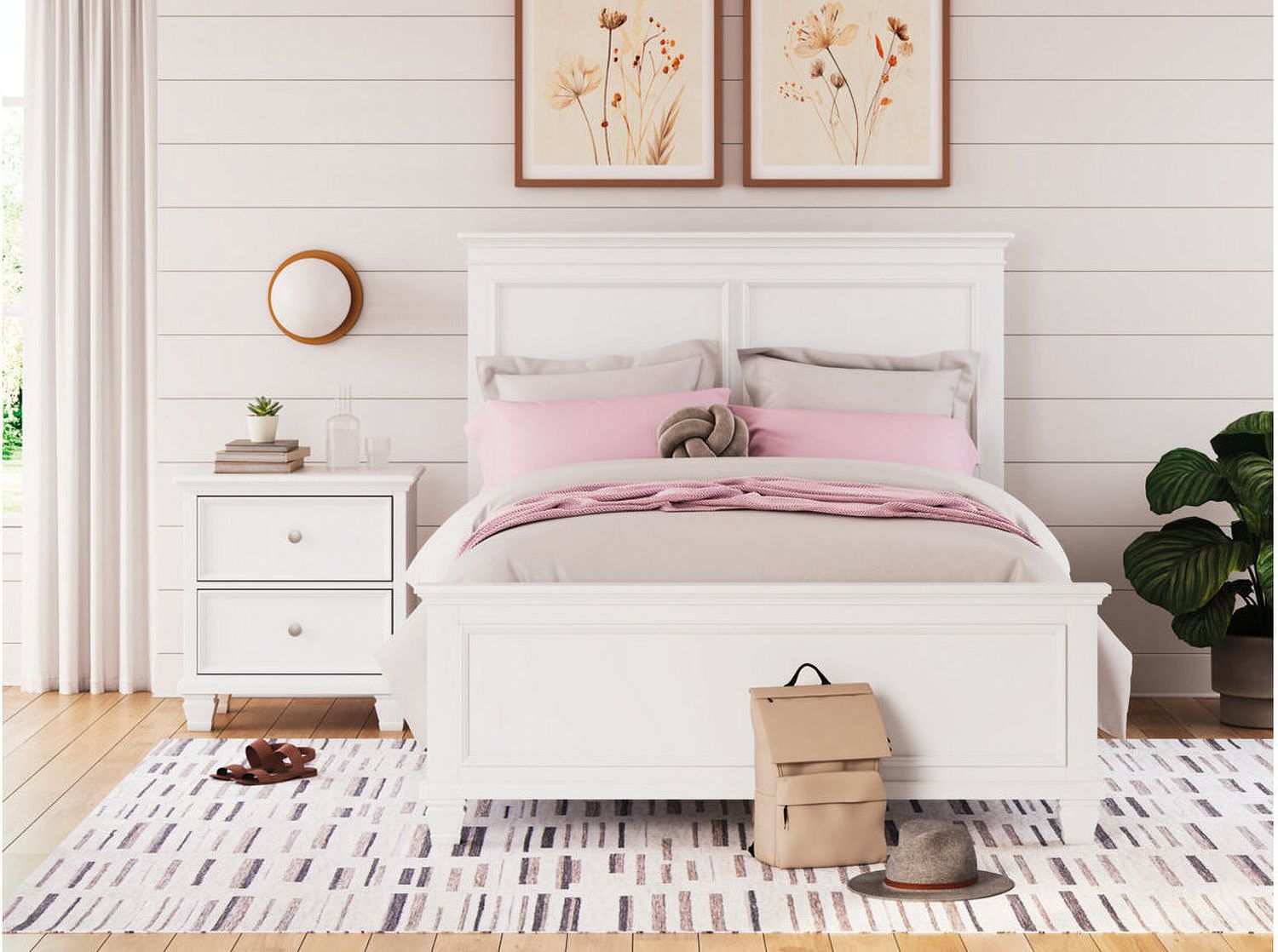 Fortman White Full Panel Bed B680B8