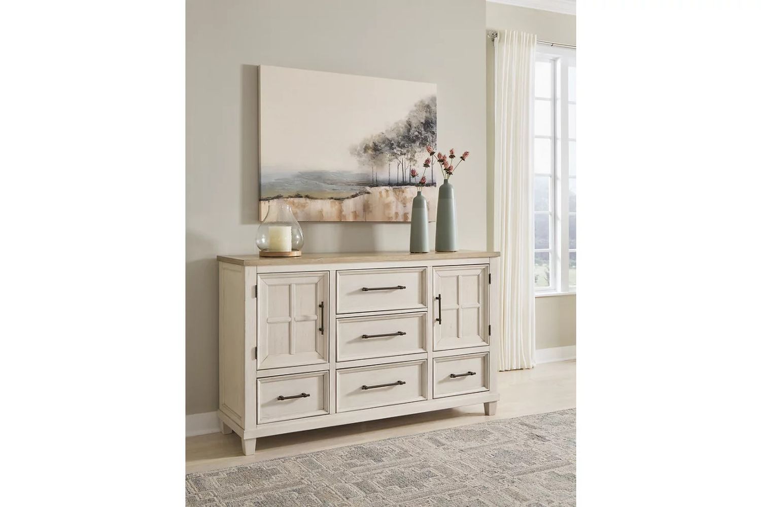 Shaybrock Dresser In White and Brown B68331