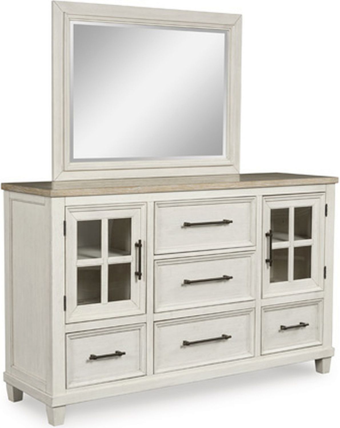 Shaybrock Bedroom Mirror In White and Brown B68336