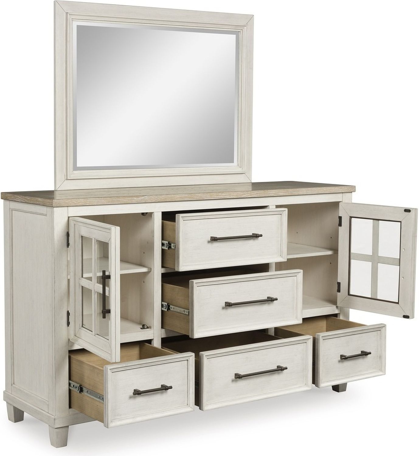 Shaybrock Bedroom Mirror In White and Brown B68336