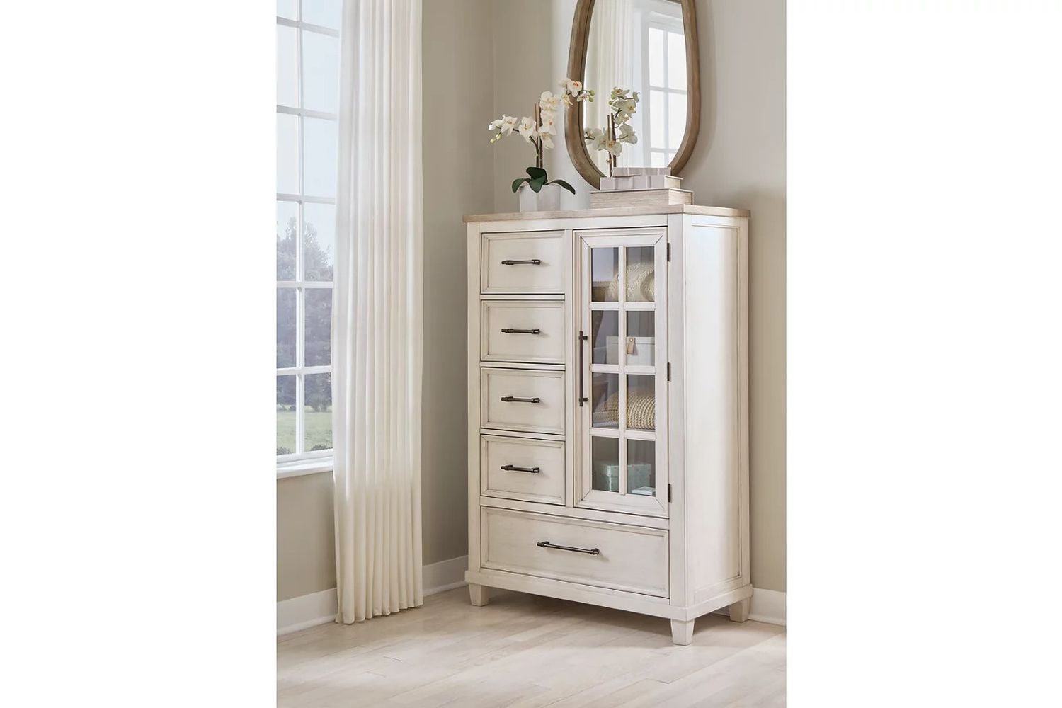 Shaybrock Door Chest In White and Brown B68348
