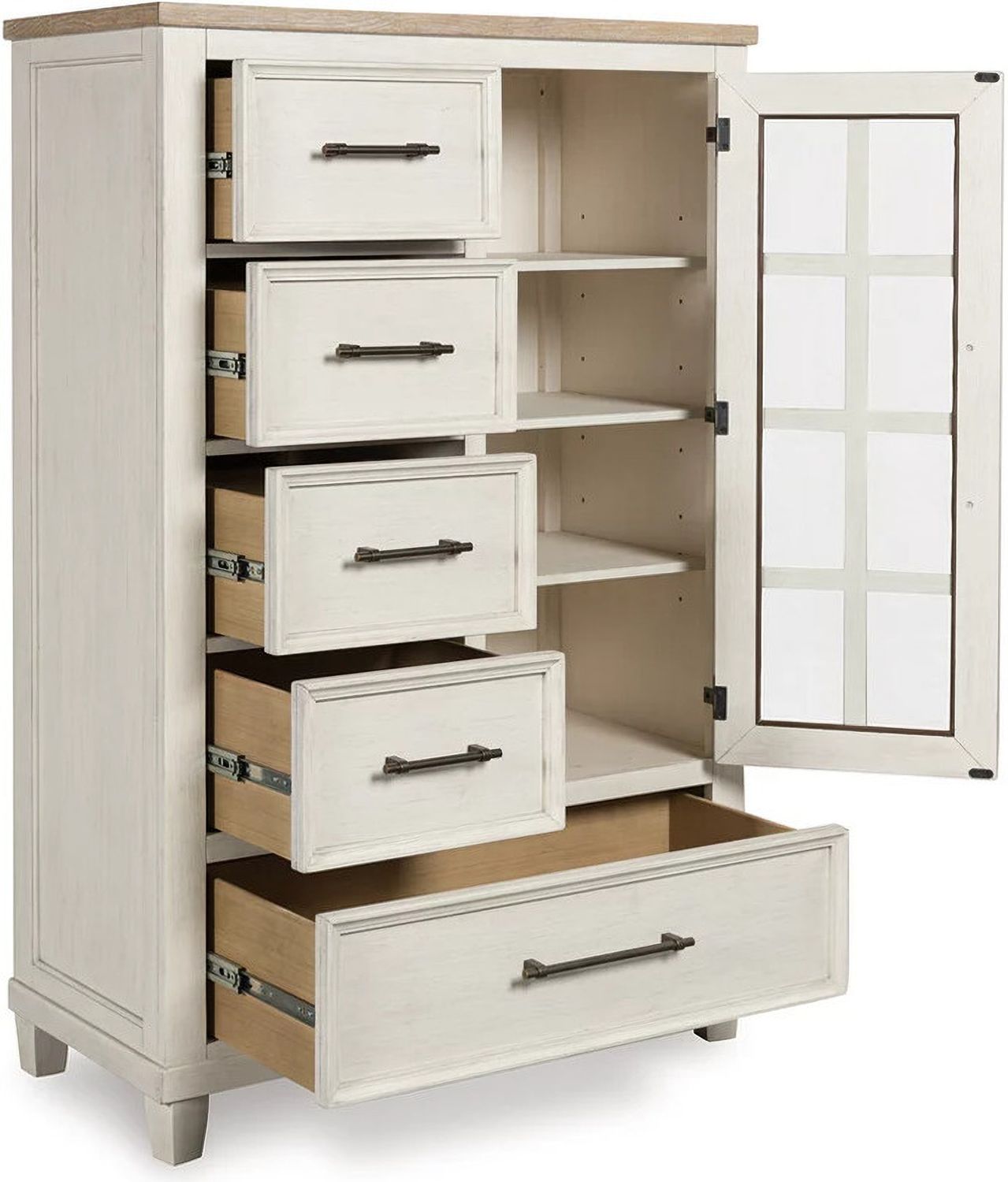 Shaybrock Door Chest In White and Brown B68348