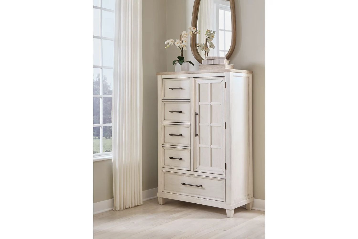 Shaybrock Door Chest In White and Brown B68348