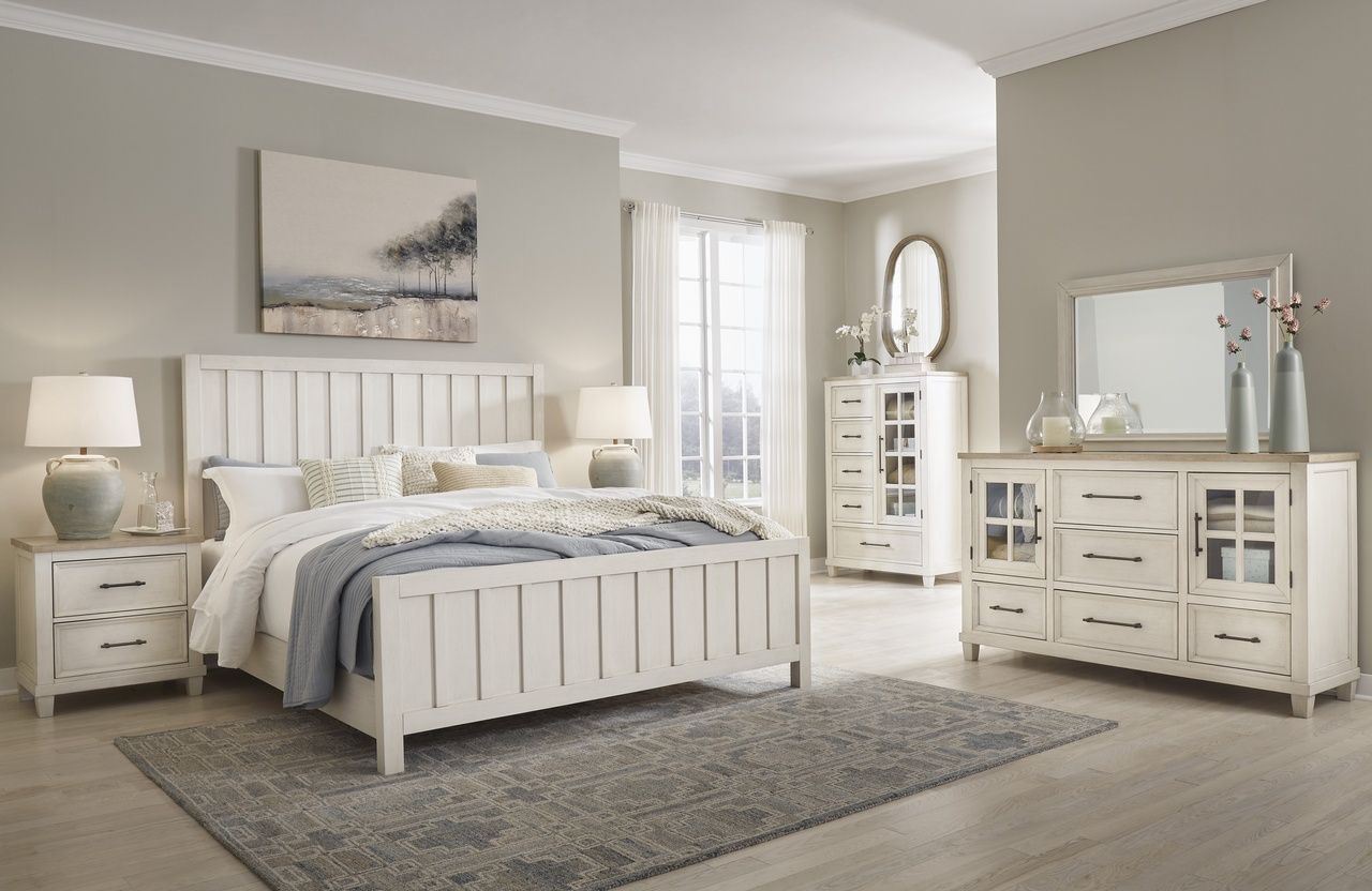Shaybrock Door Chest In White and Brown B68348