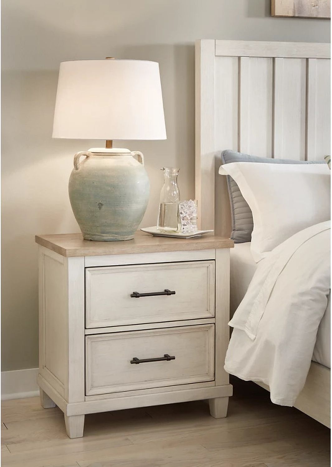 Shaybrock Nightstand In White and Brown B68392