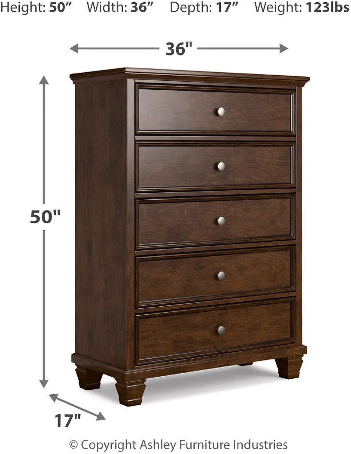 Danabrin Brown Five Drawer Chest B68546