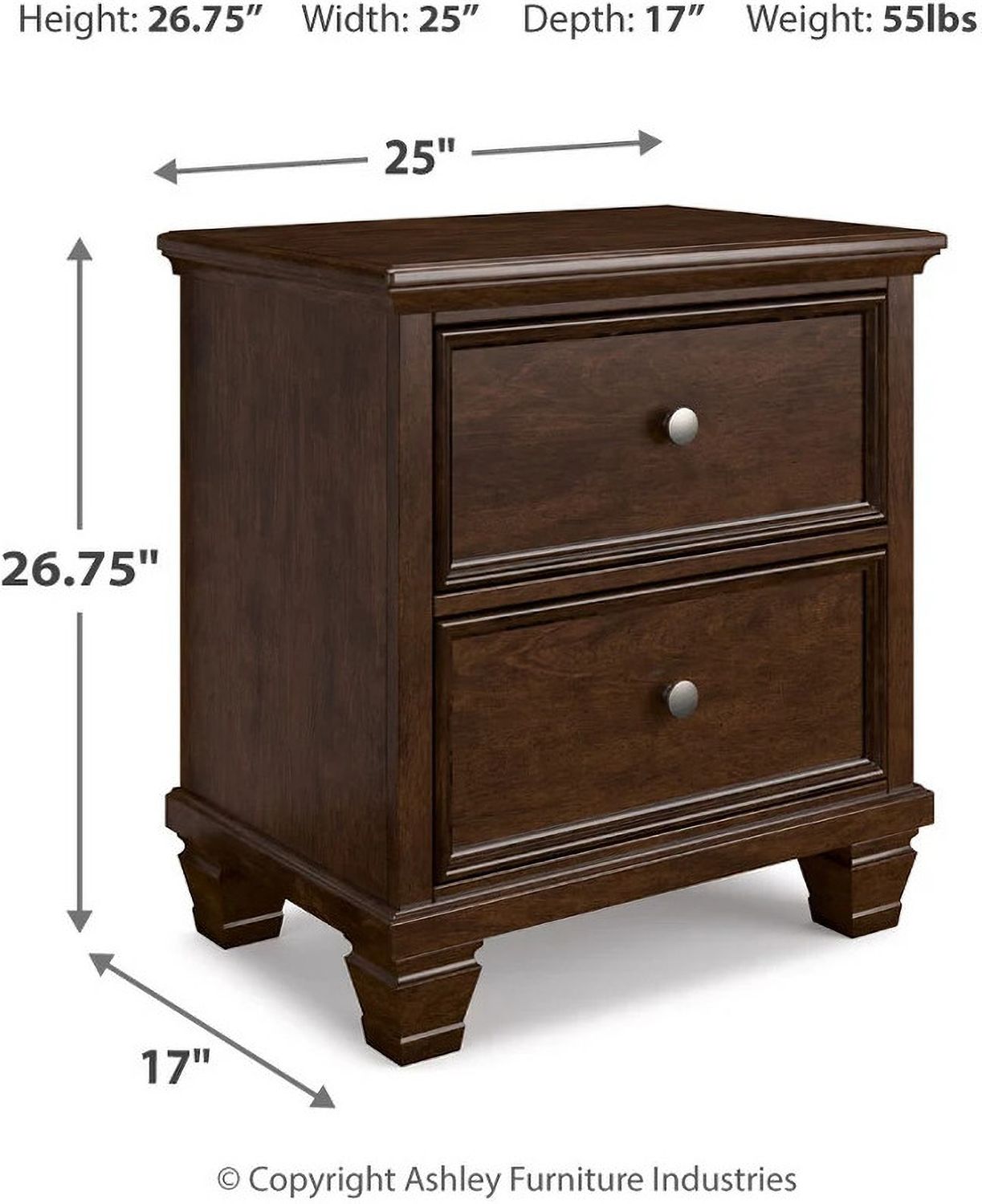 Danabrin Brown Two Drawer Night Stand B68592