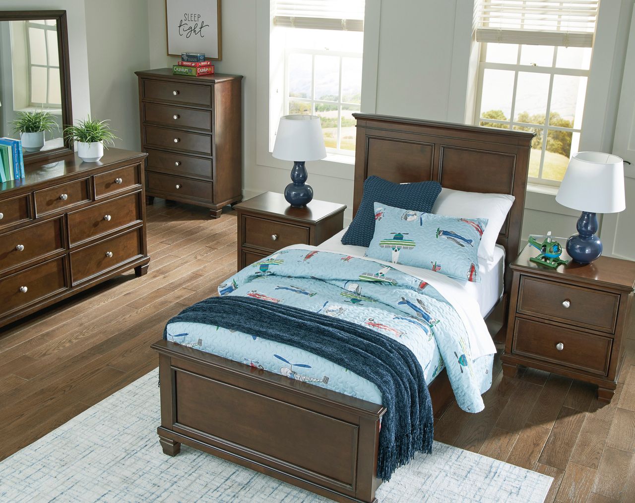 Danabrin Rich Brown Cherry Twin Panel Bed B685B6