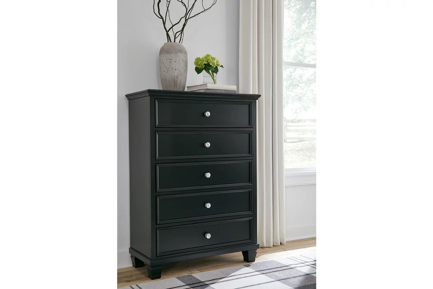 Lanolee Black Five Drawer Chest B68746
