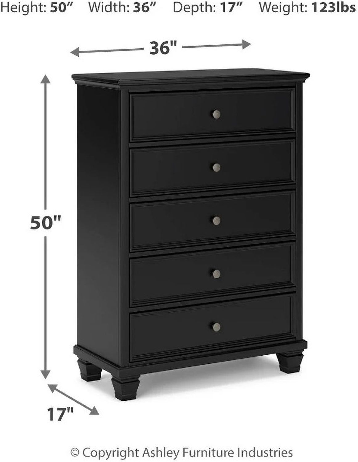Lanolee Black Five Drawer Chest B68746