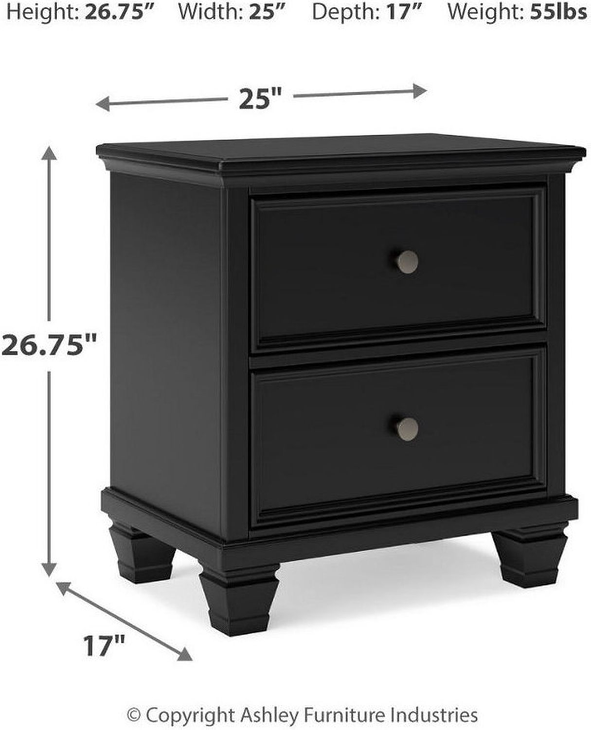 Lanolee Black Two Drawer Night Stand B68792