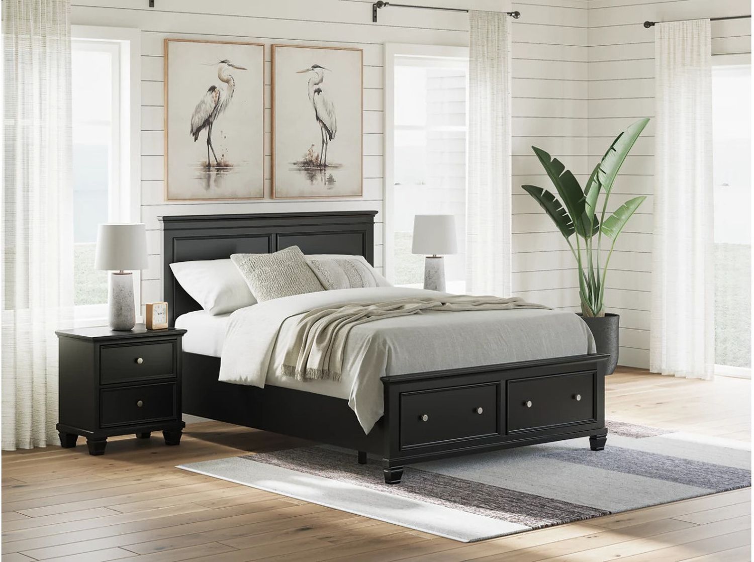 Lanolee Queen Panel Storage Bed In Black B687B17