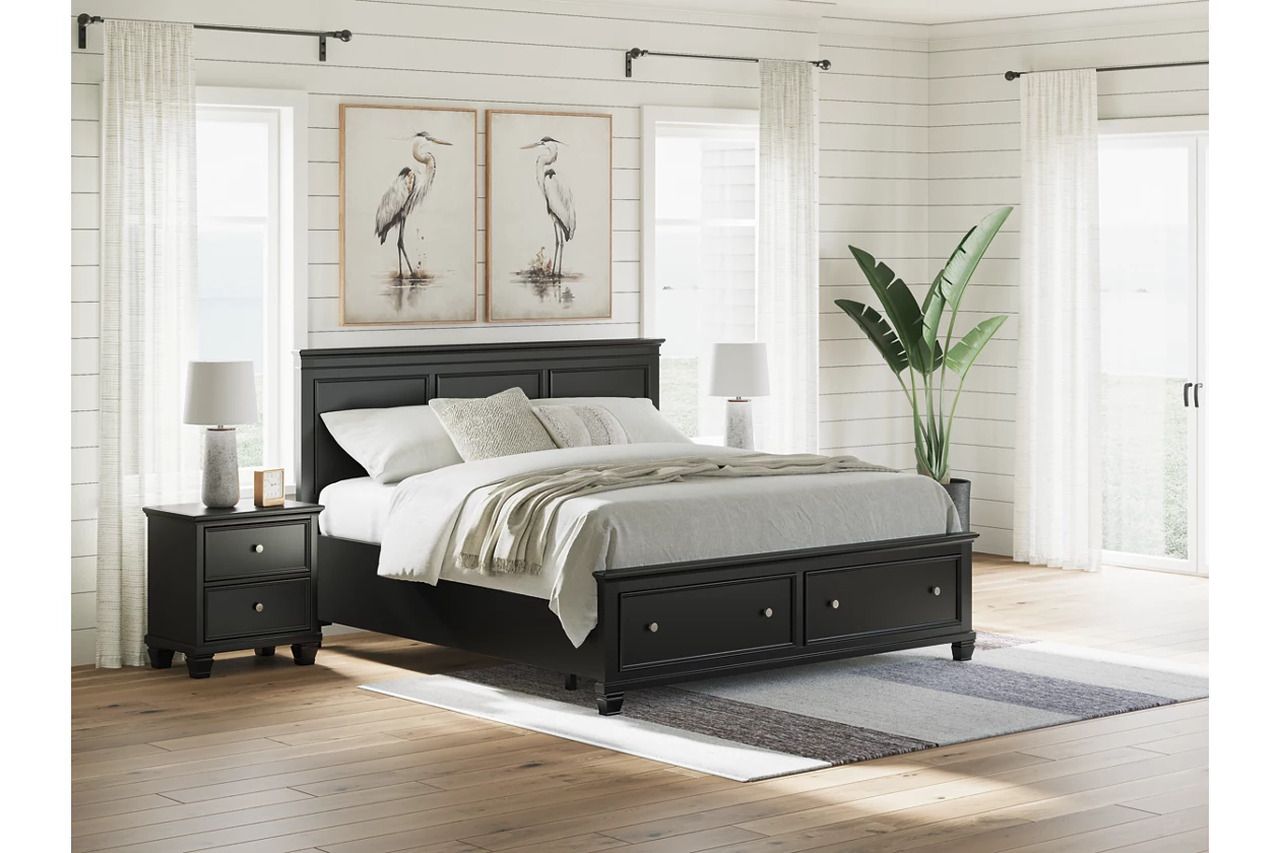 Lanolee King Panel Storage Bed In Black B687B19