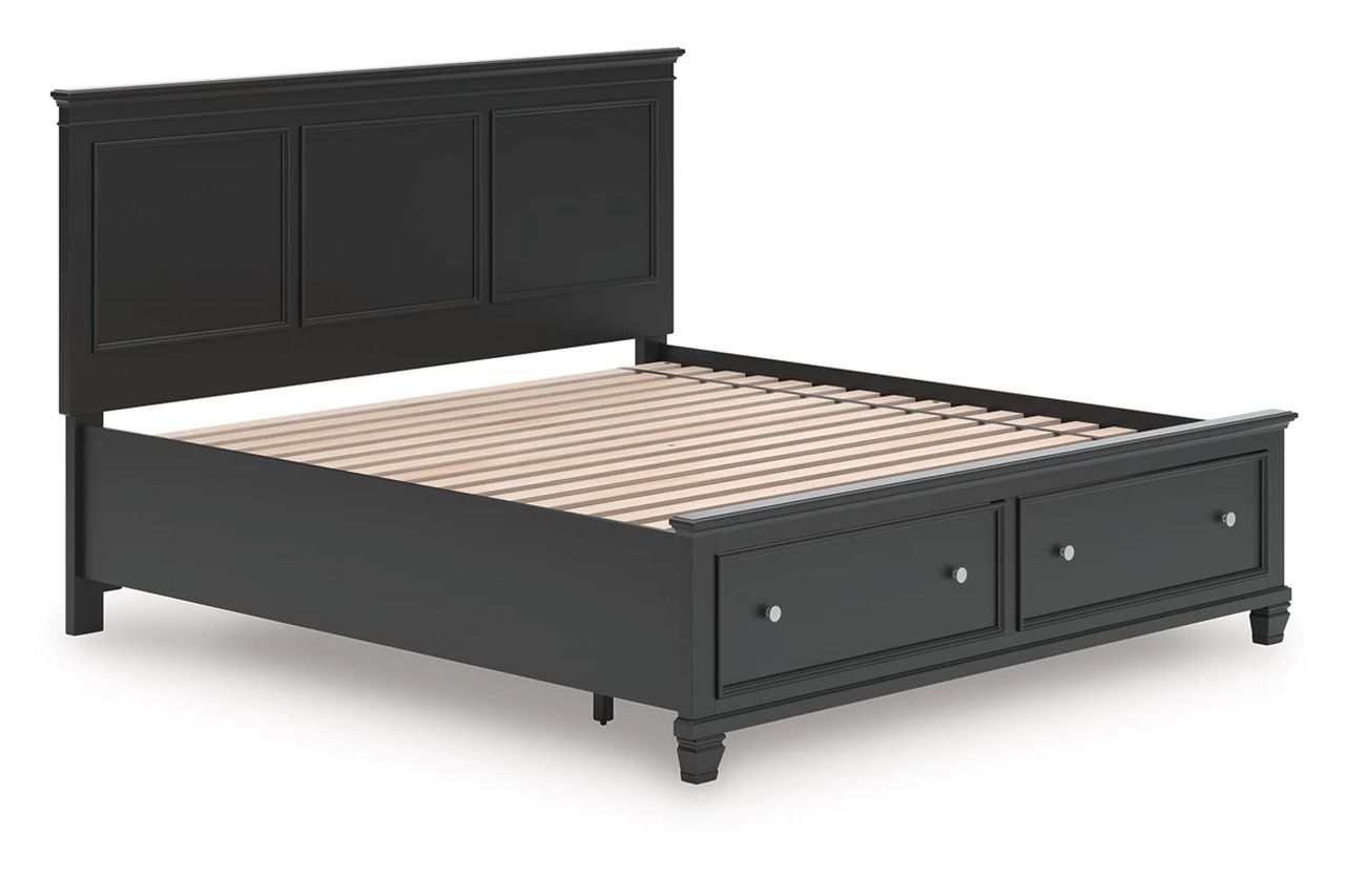 Lanolee King Panel Storage Bed In Black B687B19