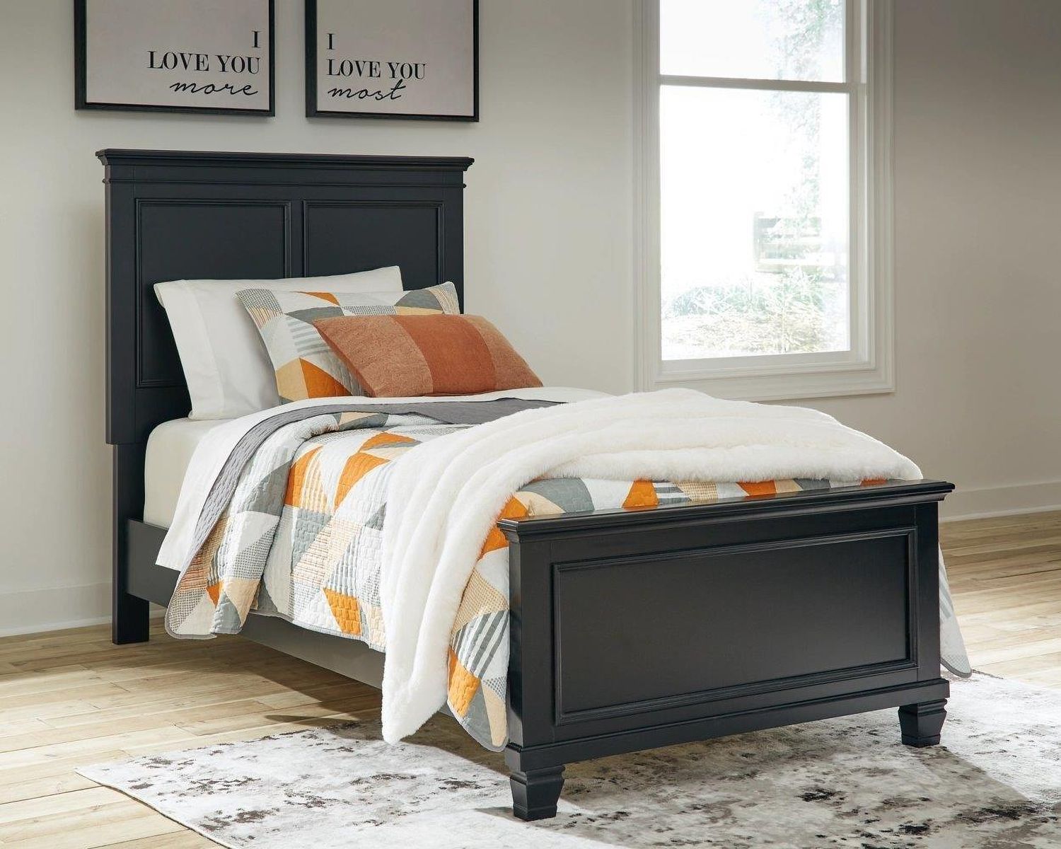 Lanolee Twin Panel Bed In Black B687B2