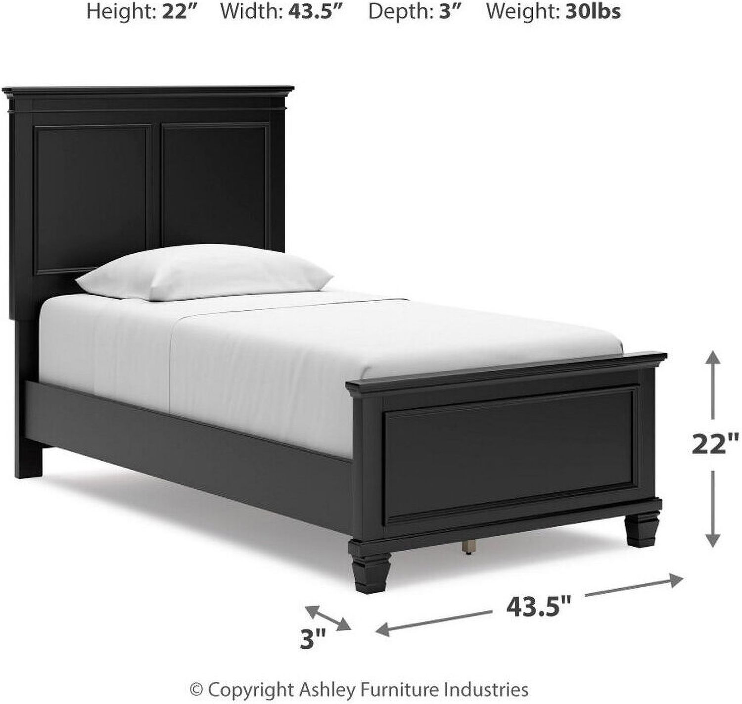 Lanolee Twin Panel Bed In Black B687B2