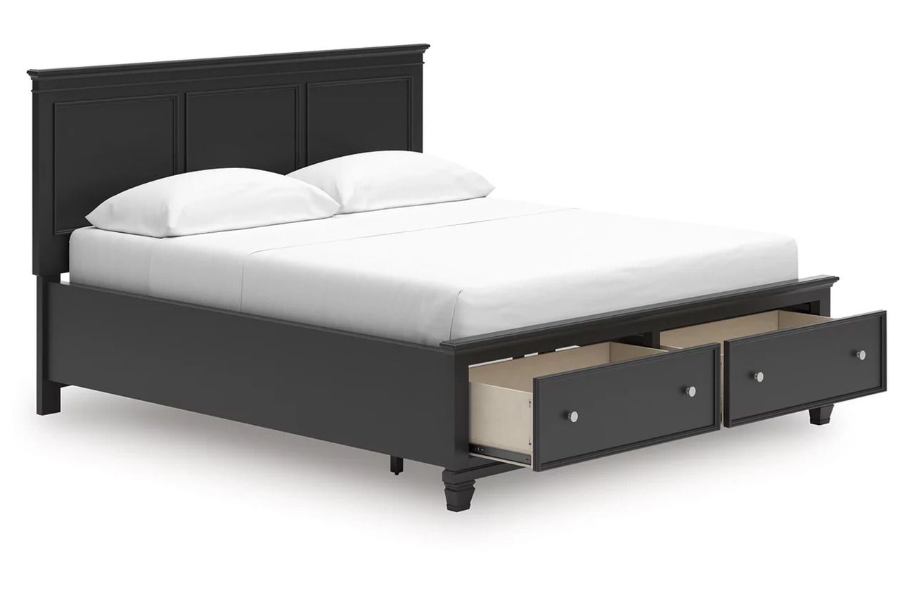 Lanolee California King Panel Storage Bed In Black B687B20