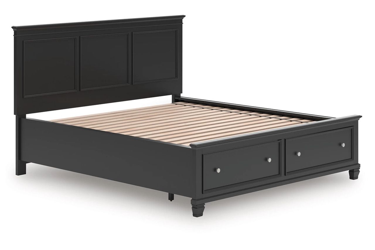 Lanolee California King Panel Storage Bed In Black B687B20