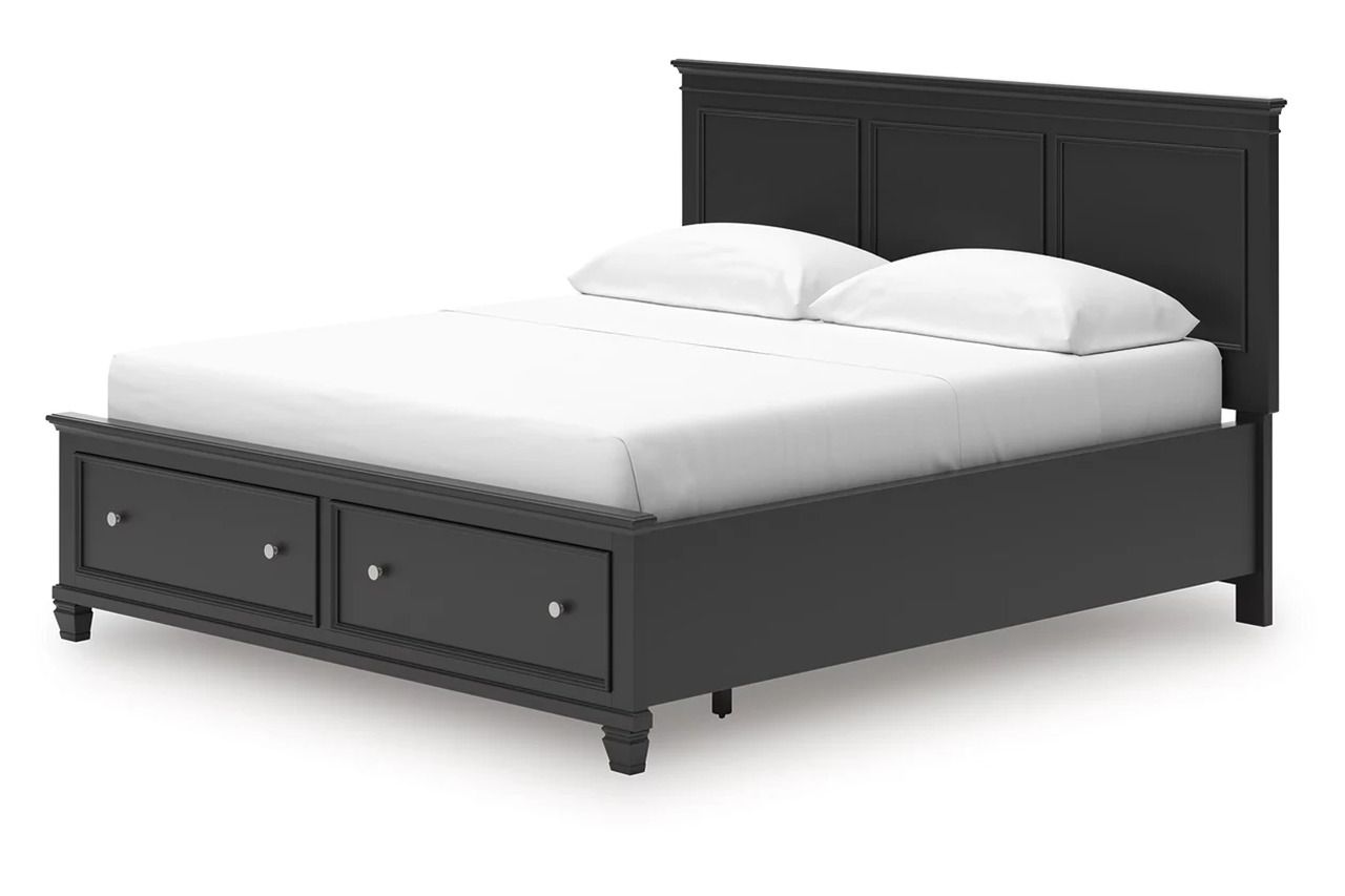 Lanolee California King Panel Storage Bed In Black B687B20