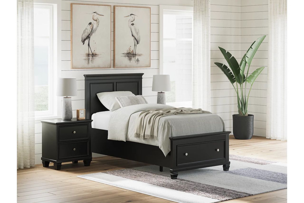 Lanolee Twin Panel Storage Bed In Black B687B21