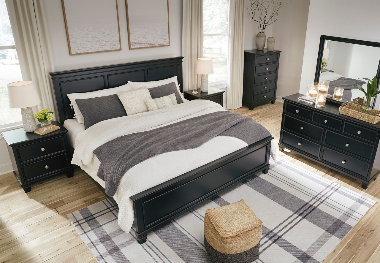 Lanolee King Panel Bed In Black B687B8