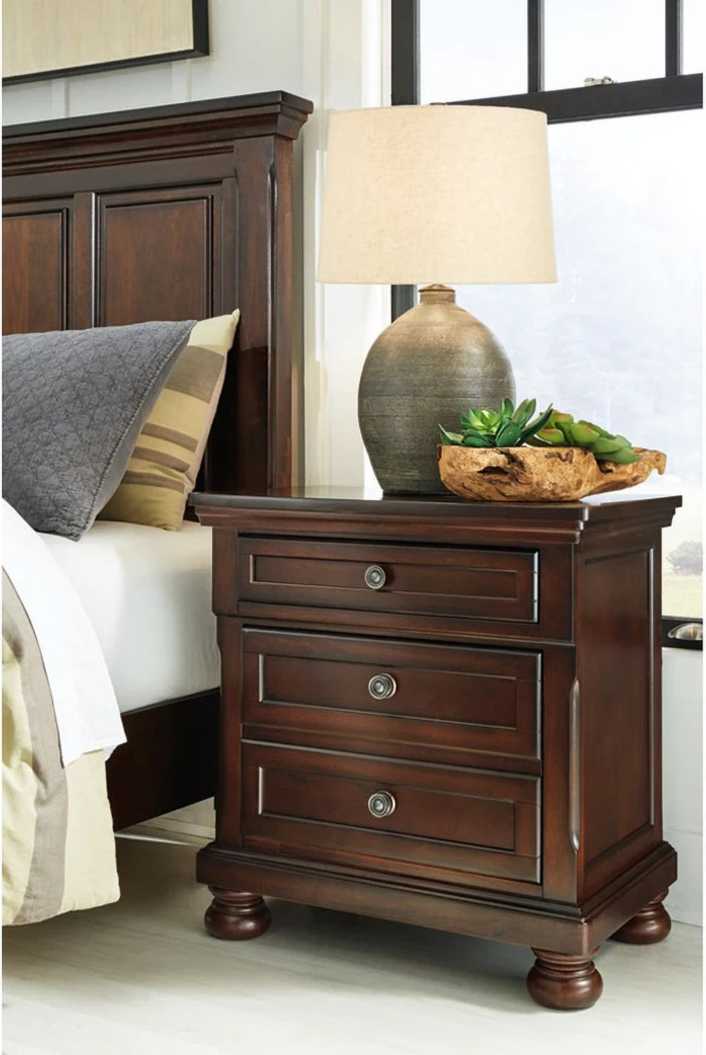 Porter Rustic Brown Two Drawer Nightstand B69792