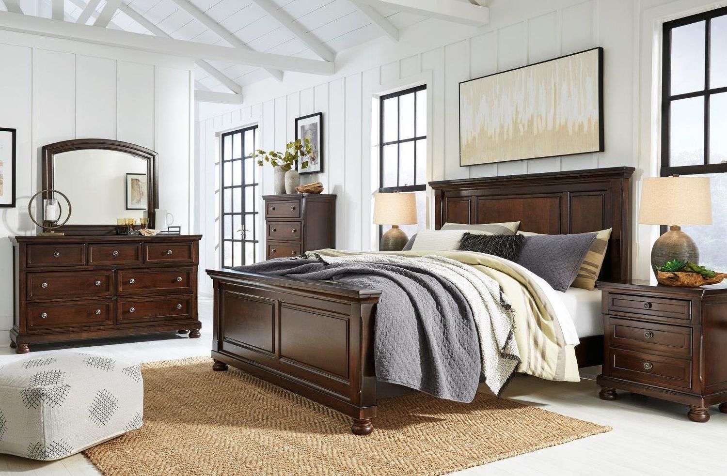 Porter Rustic Brown California King Panel Bed B697B12