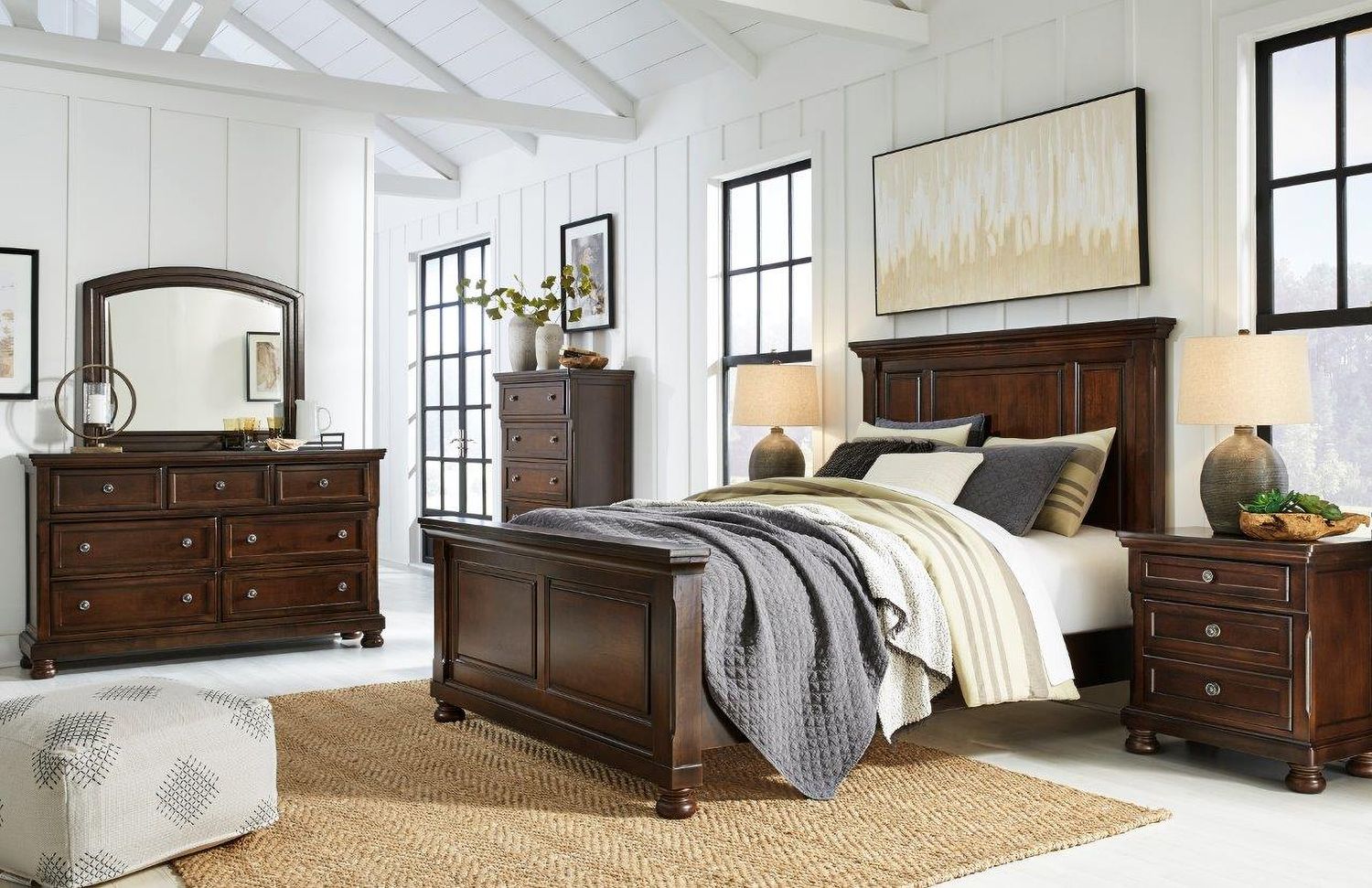 Porter Rustic Brown Queen Panel Bed B697B2