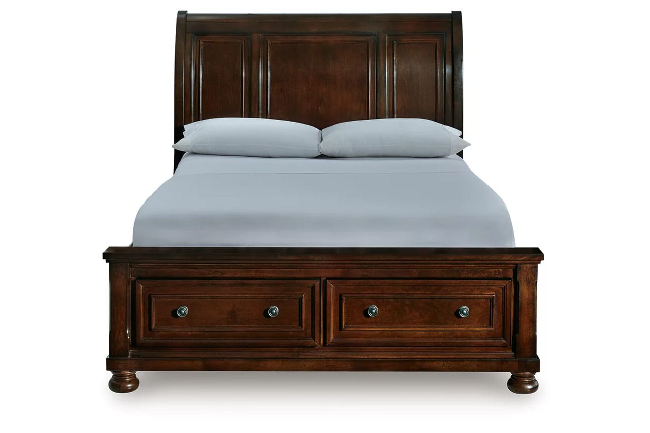Porter Queen Sleigh Storage Bed In Rustic Brown B697B43