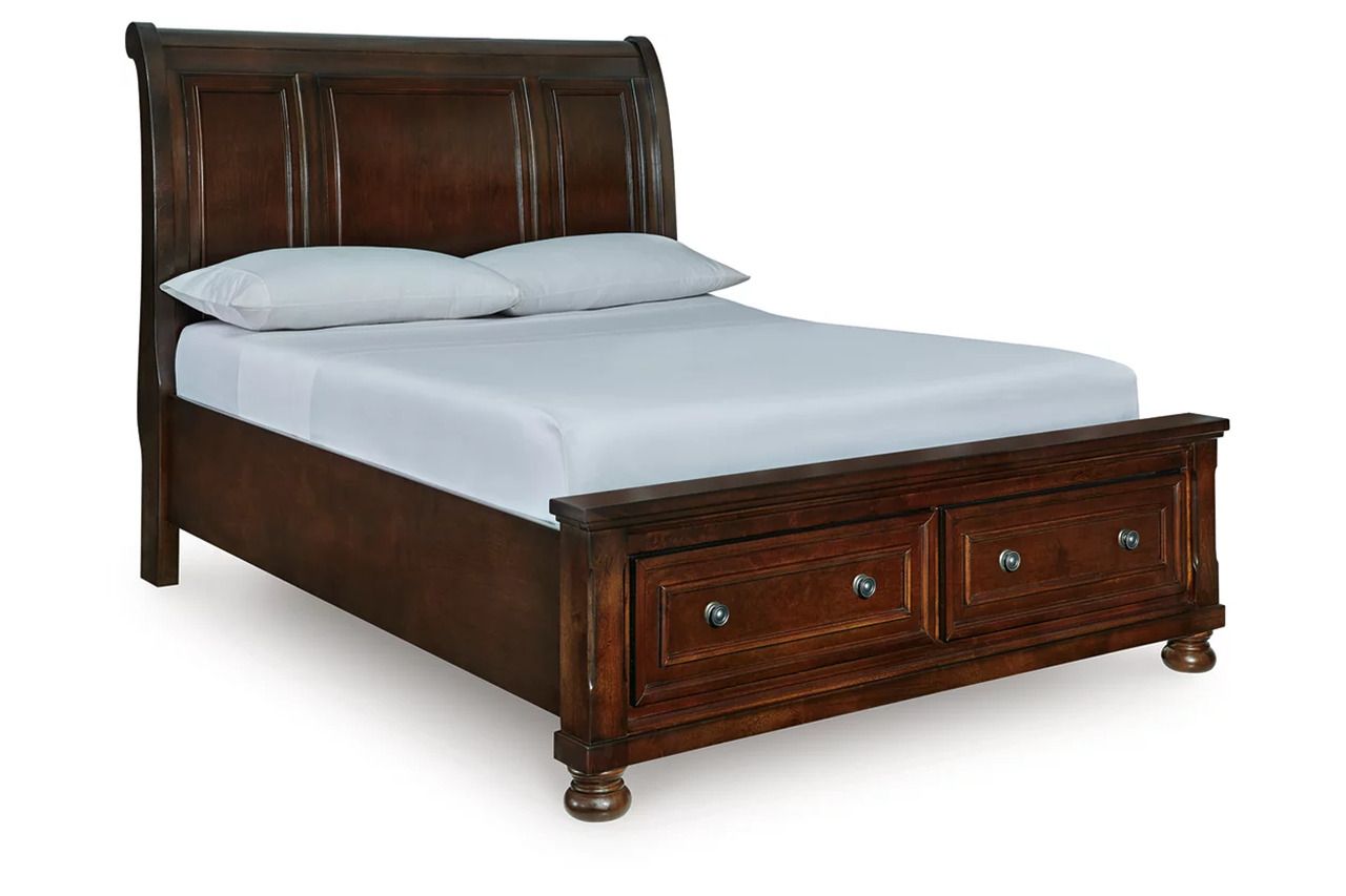 Porter Queen Sleigh Storage Bed In Rustic Brown B697B43