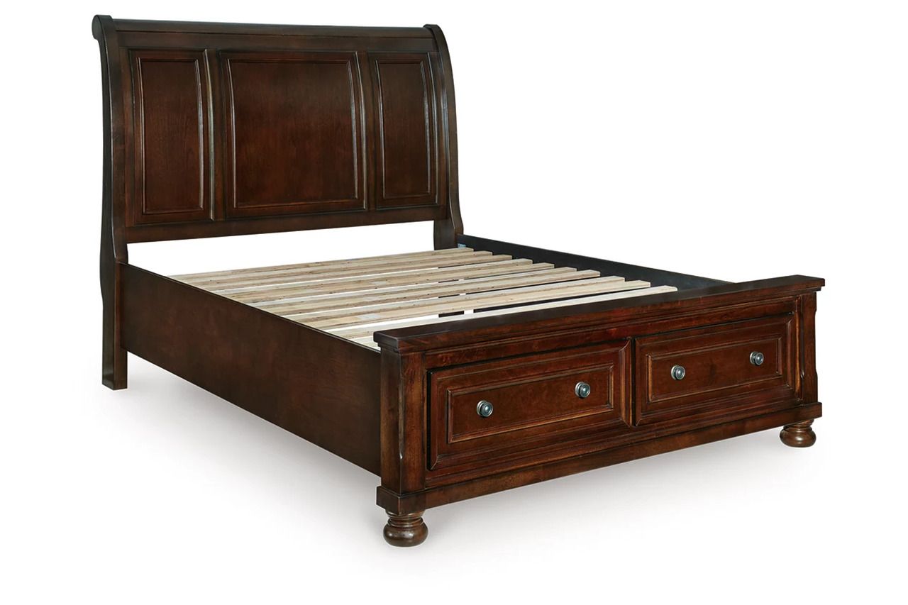 Porter Queen Sleigh Storage Bed In Rustic Brown B697B43