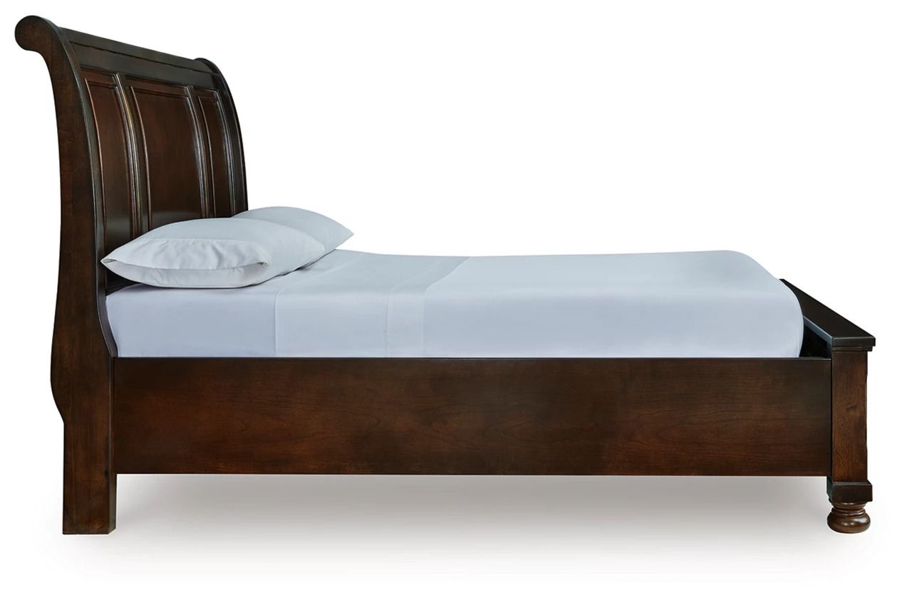 Porter Queen Sleigh Storage Bed In Rustic Brown B697B43