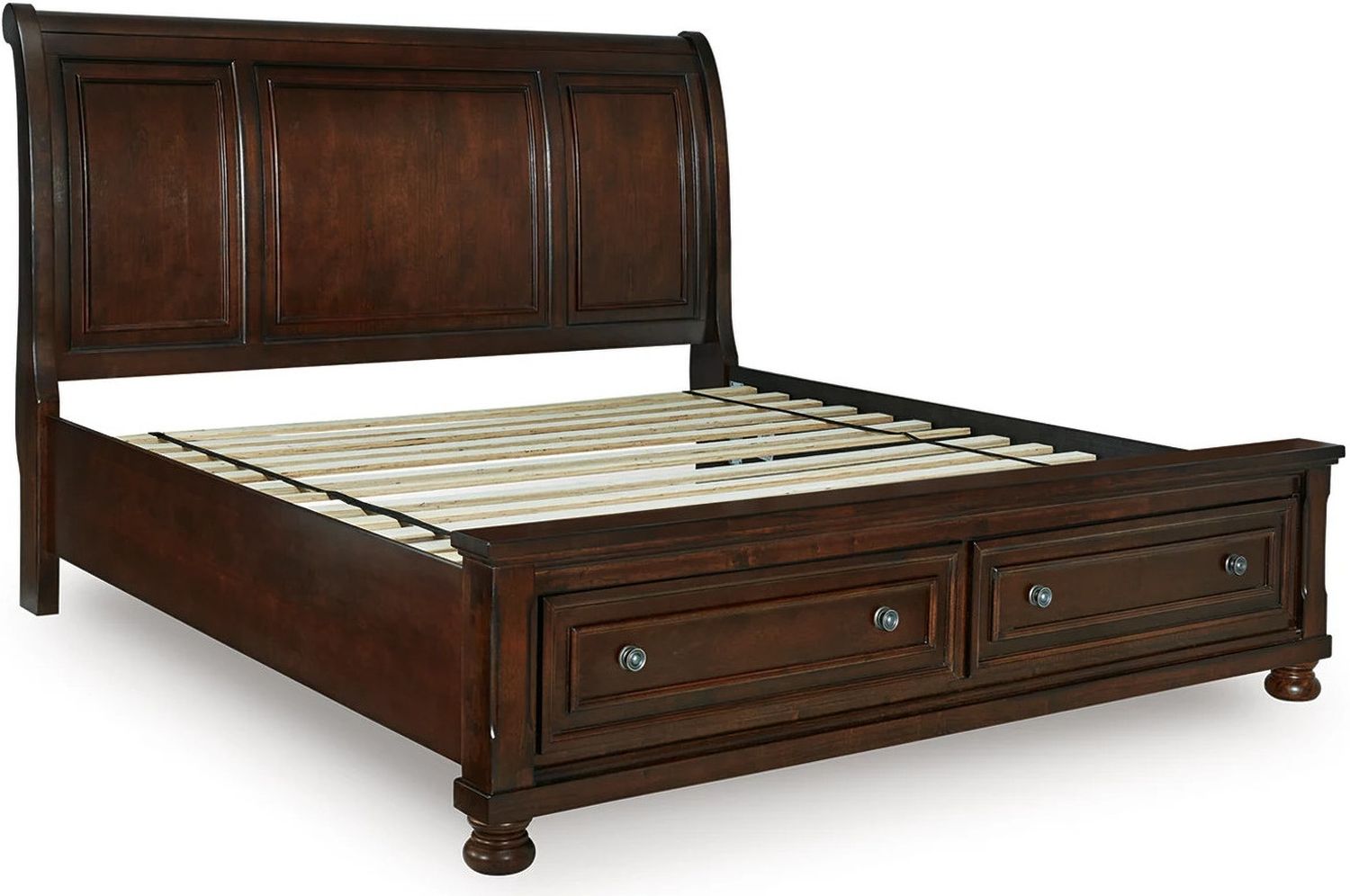 Porter King Sleigh Storage Bed In Rustic Brown B697B45
