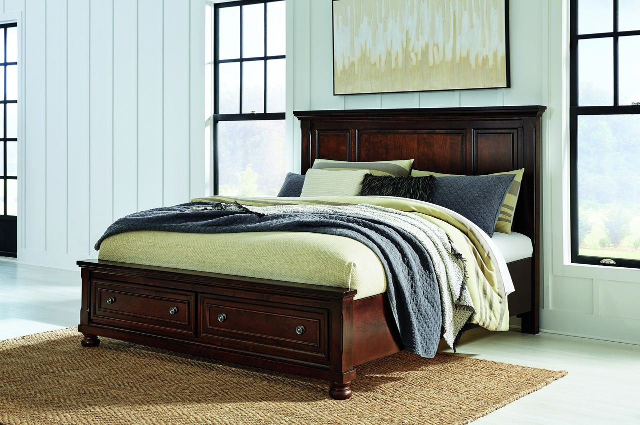 Porter California King Panel Storage Bed In Rustic Brown B697B46