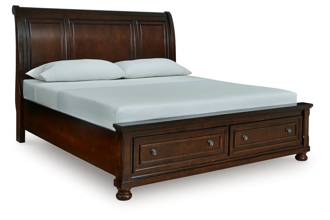 Porter California King Sleigh Storage Bed In Rustic Brown B697B47