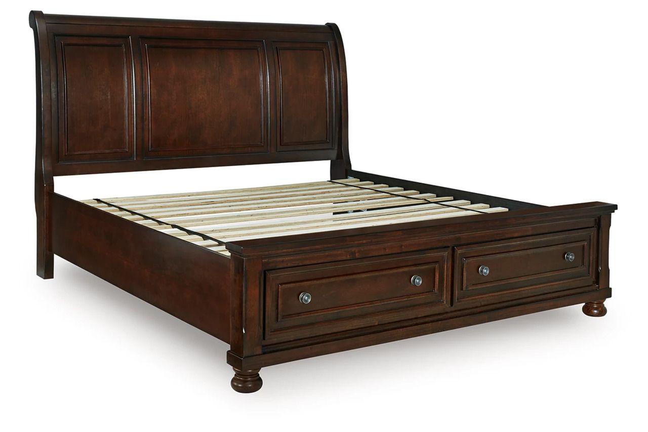 Porter California King Sleigh Storage Bed In Rustic Brown B697B47
