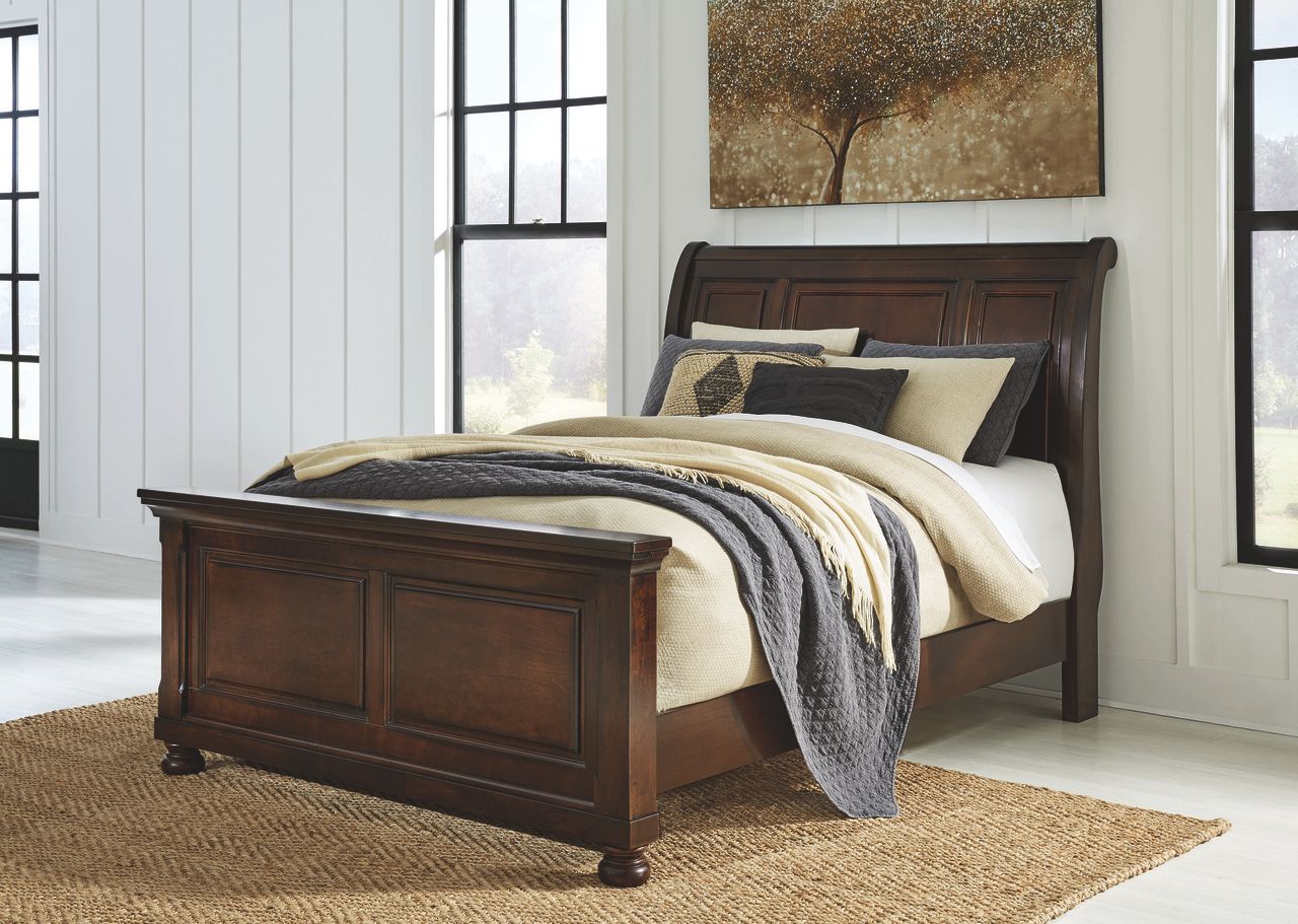Porter Queen Sleigh Bed In Rustic Brown B697B48