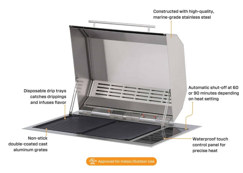 Texan Built-In Electric Grill with Touch Control B70400WH