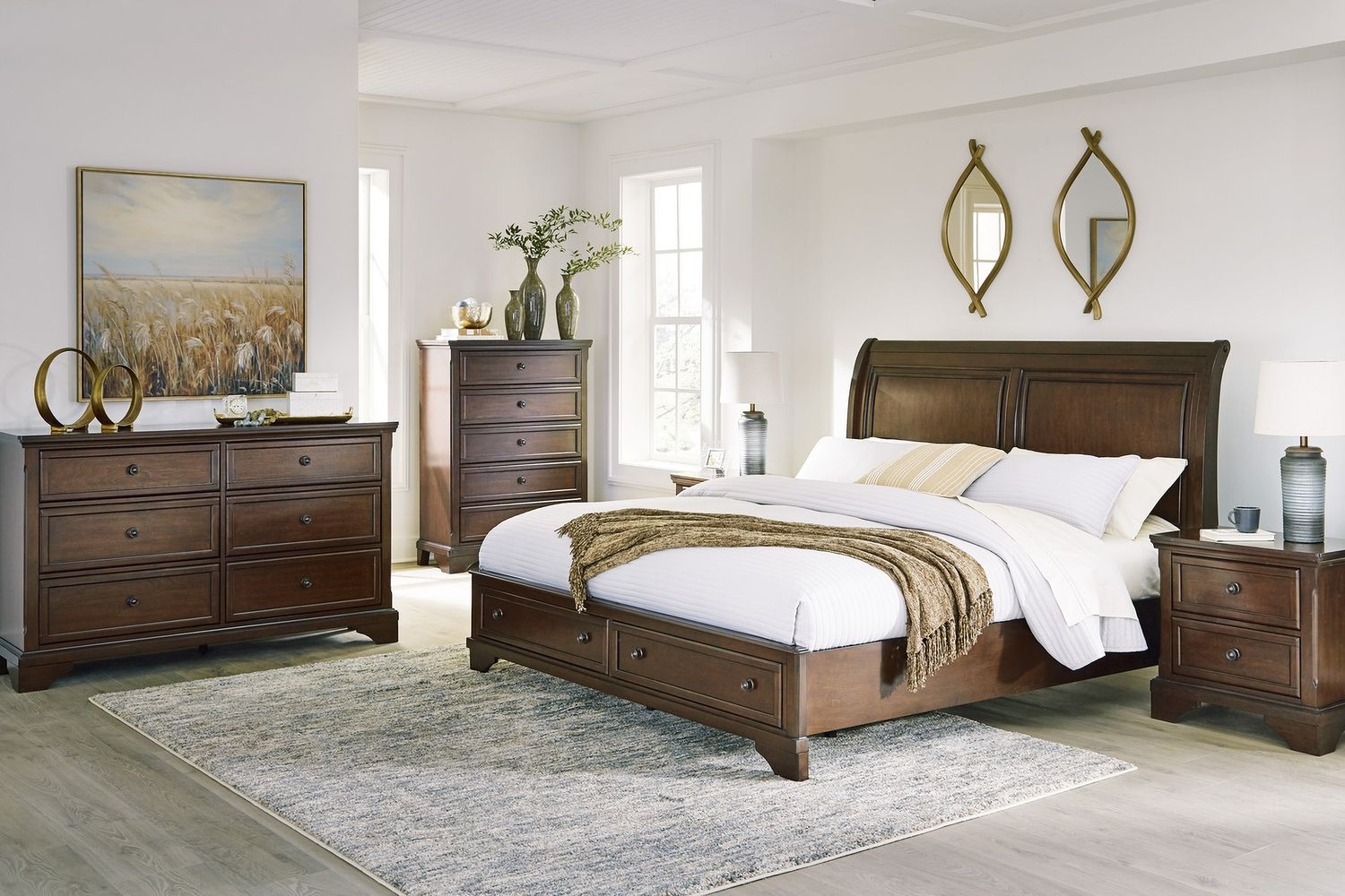 Trellington Queen Sleigh Storage Bed In Brown B716B1