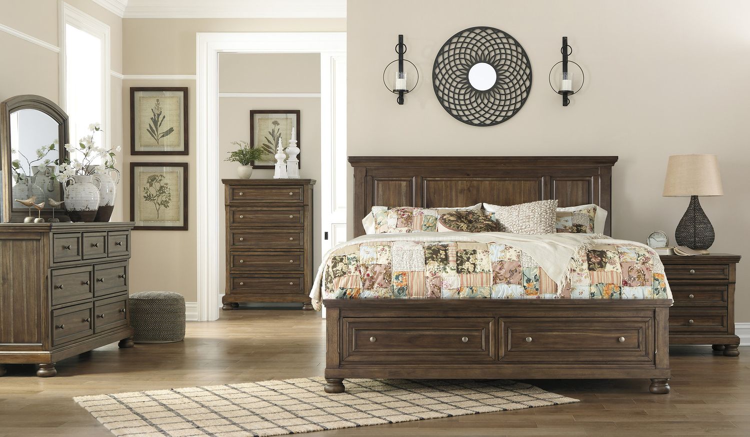 Flynnter Medium Brown Bedroom Mirror B71936